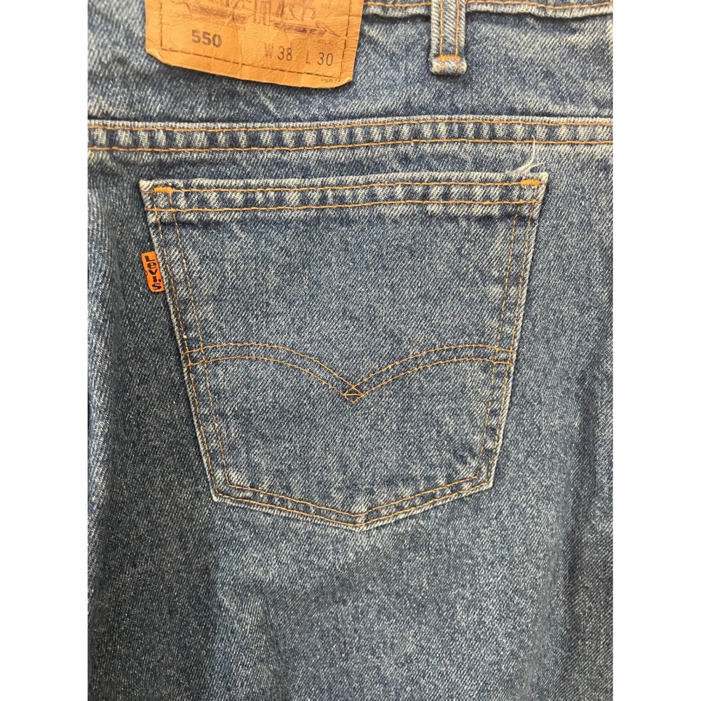 Vintage 1989 Levis 550 Orange Tab Relaxed Fit Tapered Jeans 38x30 38X29.5 - Picture 6 of 8